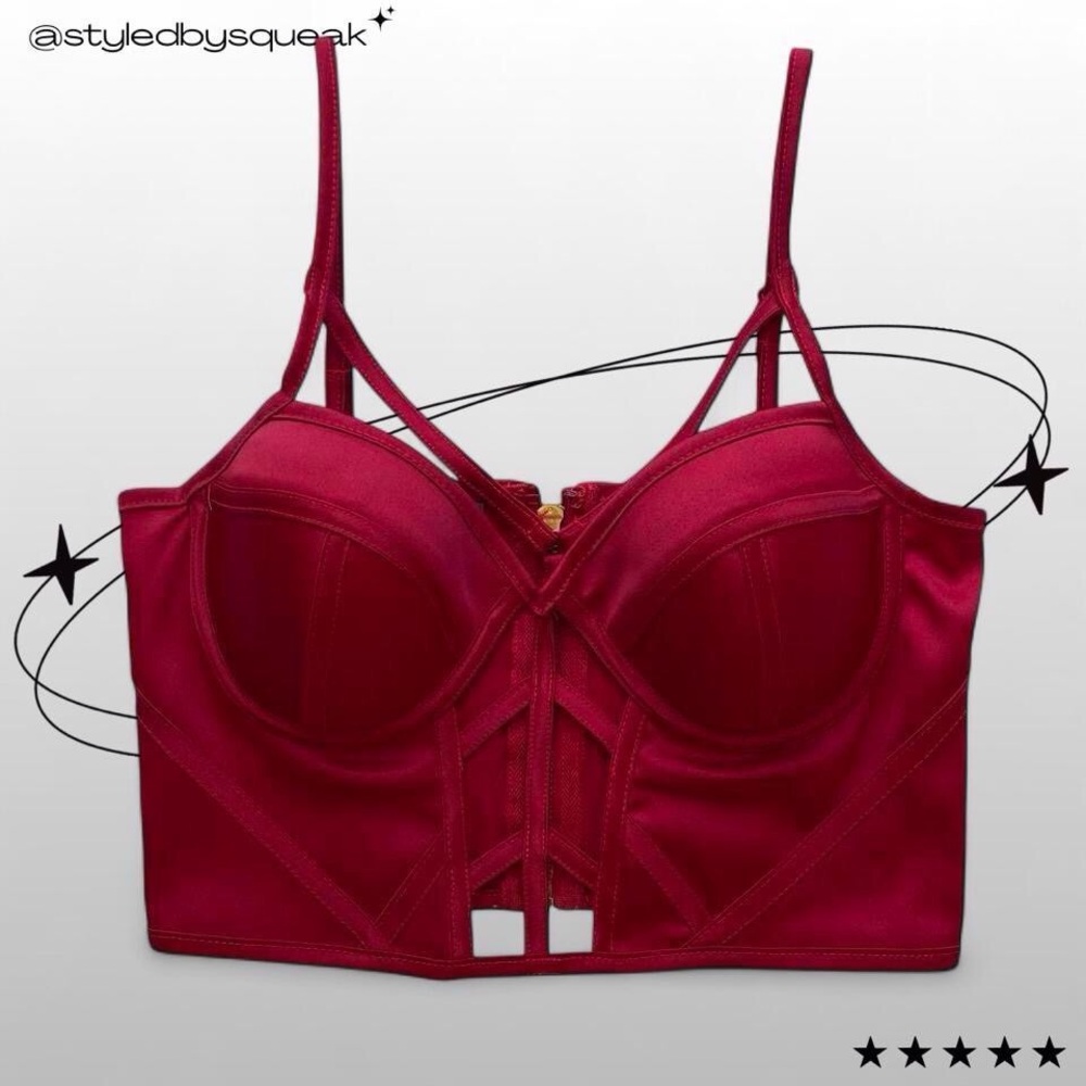 Charlotte Russe Vintage Y2K Red Cutout Bustier Crop Top Small